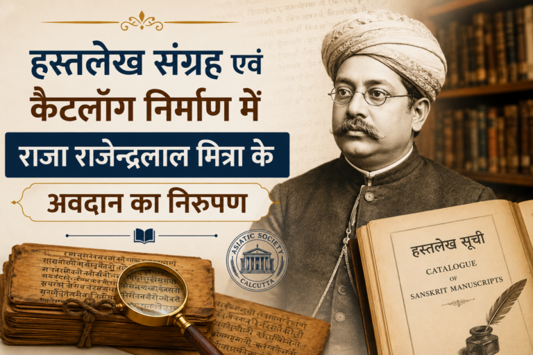 हस्तलेख-संग्रह एवं कैटलॉग-निर्माण के क्षेत्र में राजा राजेन्द्रलाल मित्र का योगदान