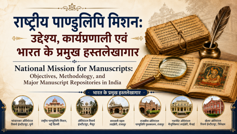 राष्ट्रीय पाण्डुलिपि मिशन: उद्देश्य, कार्यप्रणाली एवं भारत के प्रमुख हस्तलेखागार